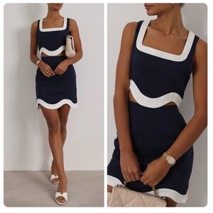 Chic Navy and White Women's Skirt Set